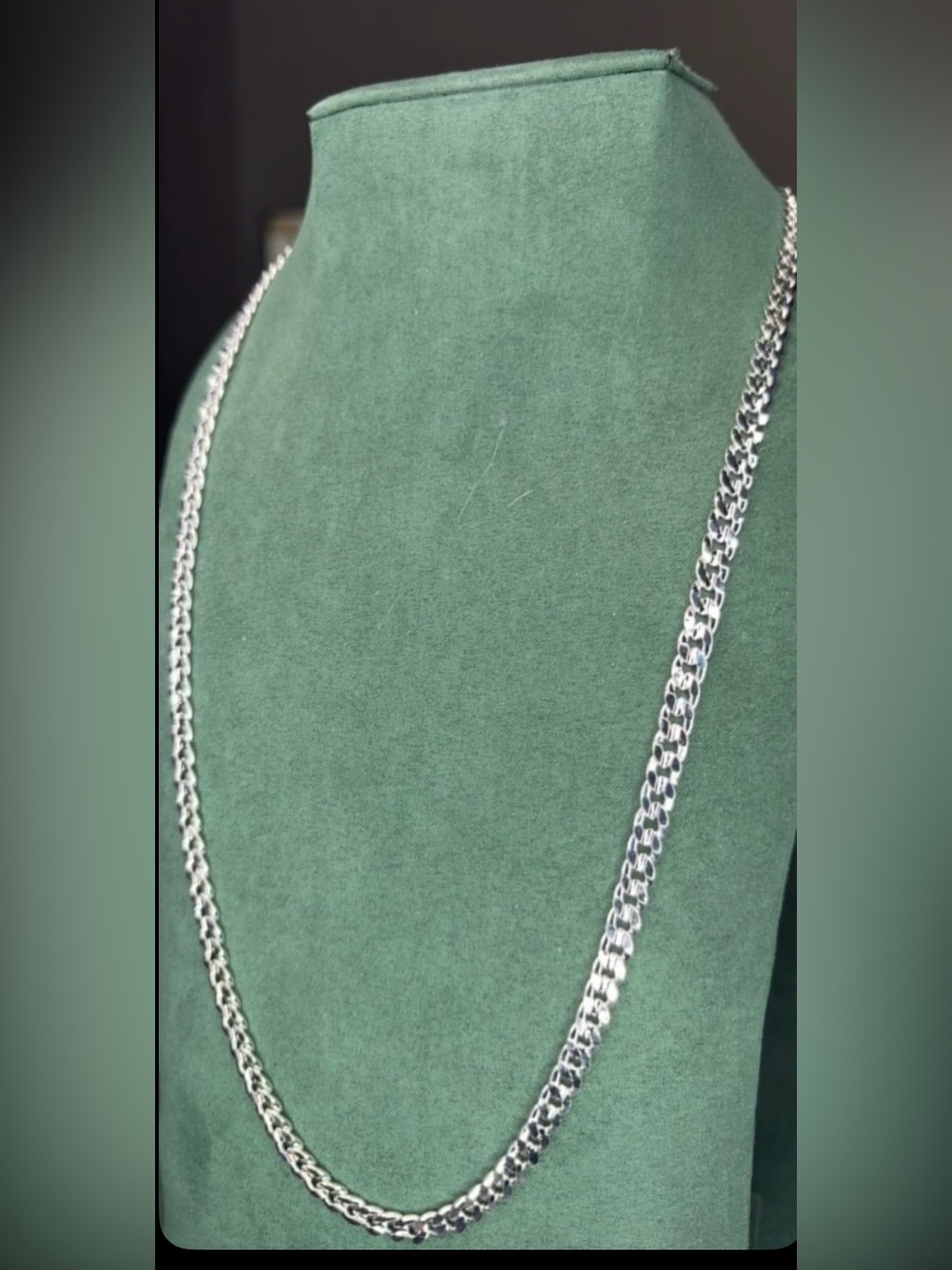 Silver-Filled Curbed Cuban Necklace - 24”